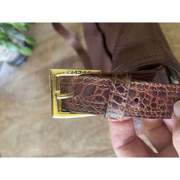 Oroton brown leather crossbody bag pebbled and croc embossed vintage Australia - Picture 10 of 15